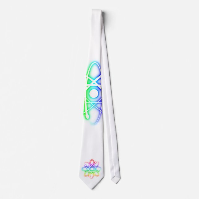 Colourful Glowing Atom - White Tie (Front)