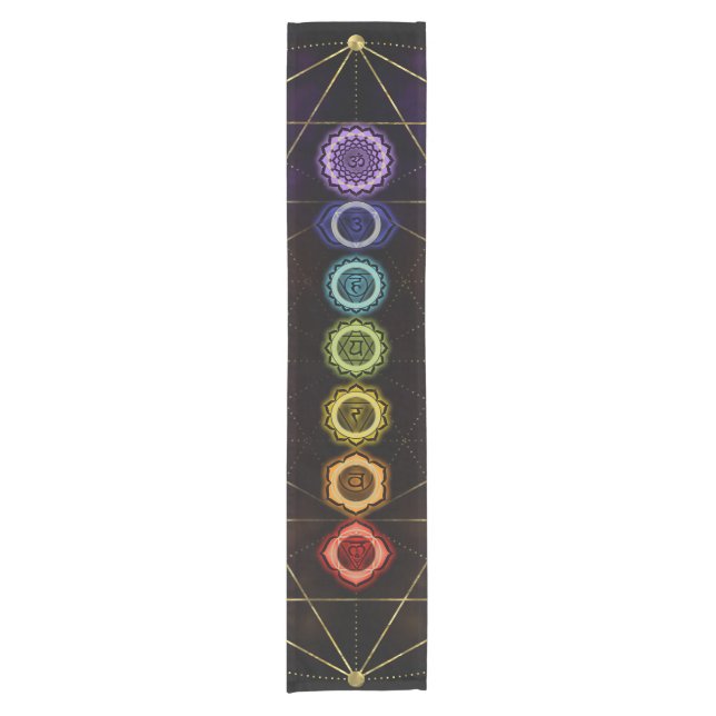 Colourful Glowing  Chakras Short Table Runner (Front)