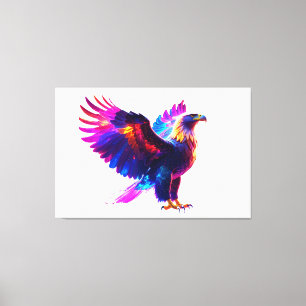 Colourful Glowing Eagle Art – Vibrant Neon Bird Canvas Print