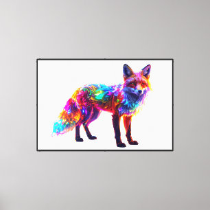 Colourful Glowing Fox Canvas Print