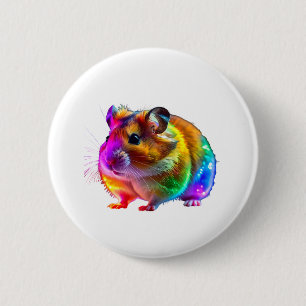 Colourful Glowing Hamster Art 2 Inch Round Button