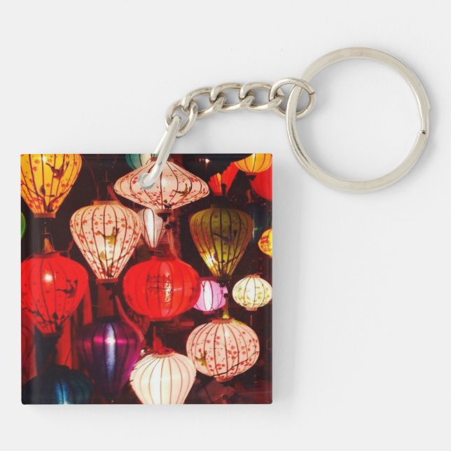 Colourful Glowing Ornate Lanterns Keychain (Back)