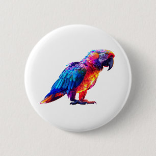 Colourful Glowing Parrot 2 Inch Round Button