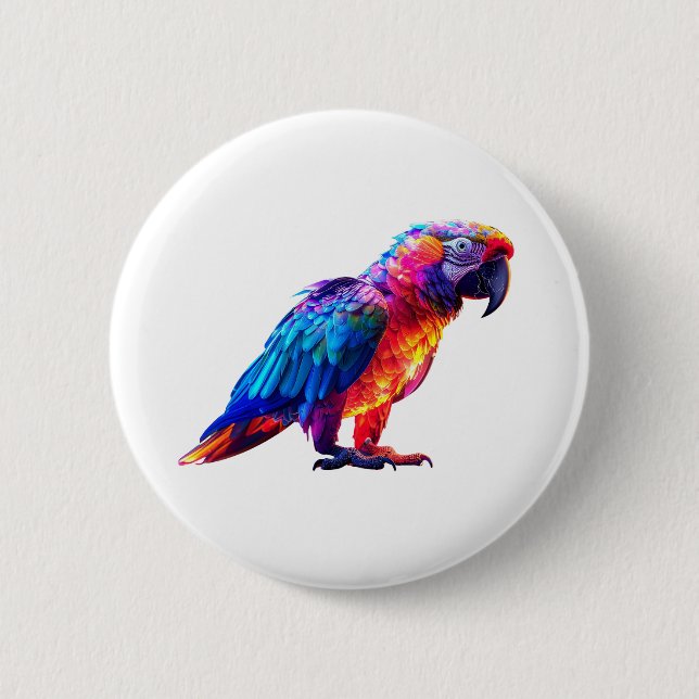 Colourful Glowing Parrot  2 Inch Round Button (Front)