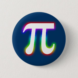 Colourful Glowing Pi Number   Math 2 Inch Round Button