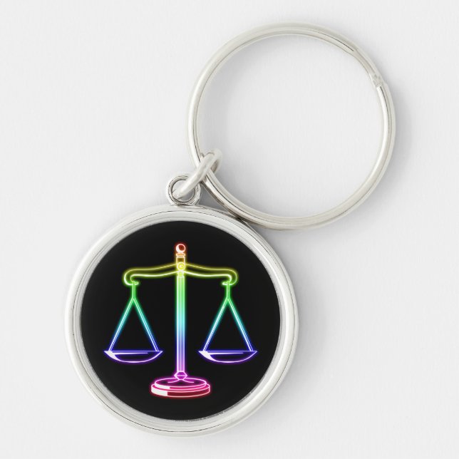 Colourful Glowing Scales of Justice Keychain (Front)