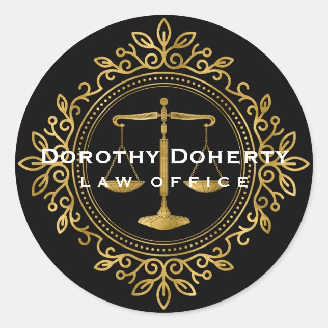 Colourful Glowing Scales of Justice | Law Gifts Classic Round Sticker (Front)