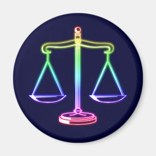 Colourful Glowing Scales of Justice Magnet
