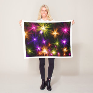 Colourful Glowing Stars Throw Blanket
