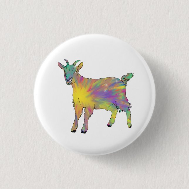 Colourful Goat Cute 1 Inch Round Button (Front)