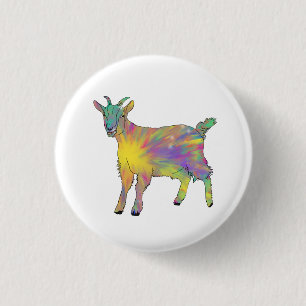 Colourful Goat Cute 1 Inch Round Button