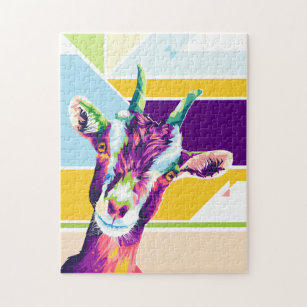 Colourful Goat Pop Art Portrait Jigsaw Puzzle