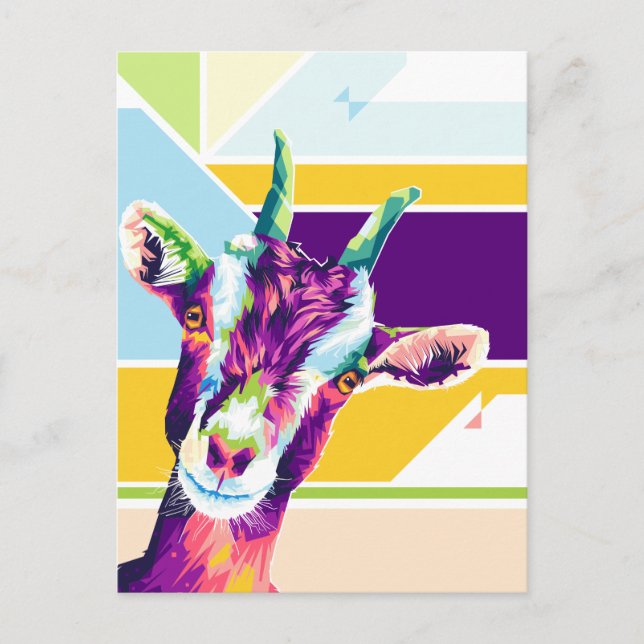 Colourful Goat Pop Art Postcard (Front)