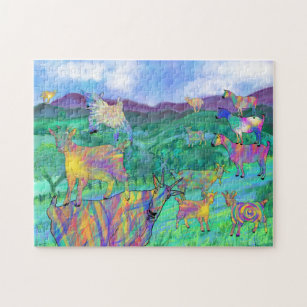 Colourful Goats Jigsaw Puzzle