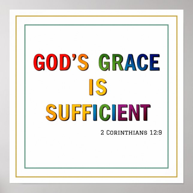 Colourful Gods Grace Is Sufficient Clean Scripture Poster (Front)
