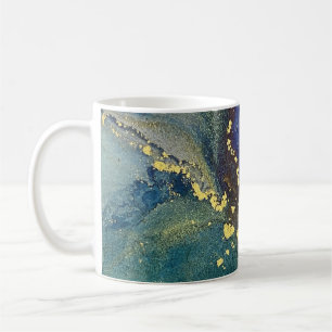 Colourful, Gold Alcohol Ink Liquid Abstract Art Coffee Mug