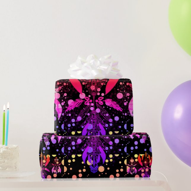 Colourful Gold and Pink ornament Polka Dots Wrapping Paper (Party Gifts)