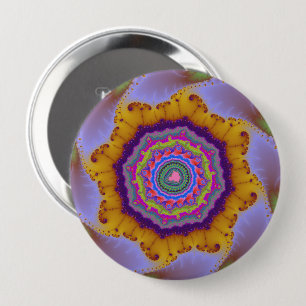 Colourful Gold and Purple Fractal 4 Inch Round Button