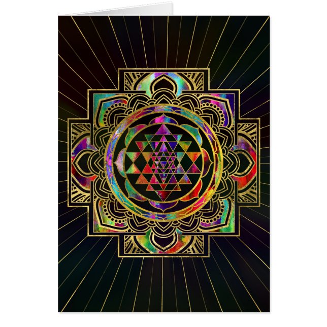 Colourful Gold framed Sri Yantra Sri Chakra (Front)