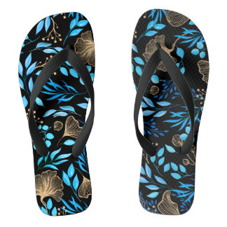 Colourful Gold glitter Stylish Girl Floral Pattern Flip Flops
