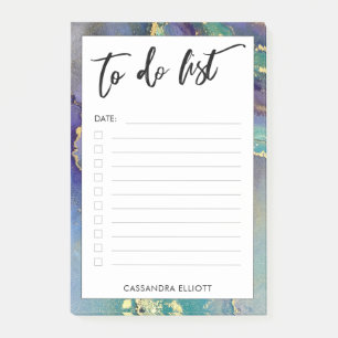 Colourful Gold Marbled Abstract Art To Do List Post-it Notes