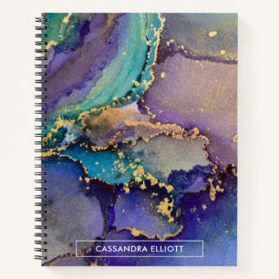 Colourful Gold Marbled Abstract Liquid Art Notebook