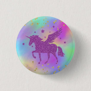 Colourful Gold Speckled Magical Unicorn 1 Inch Round Button