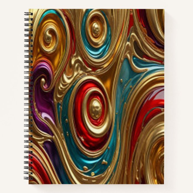 Colourful Gold Spirals - Spiral Notebook (Front)