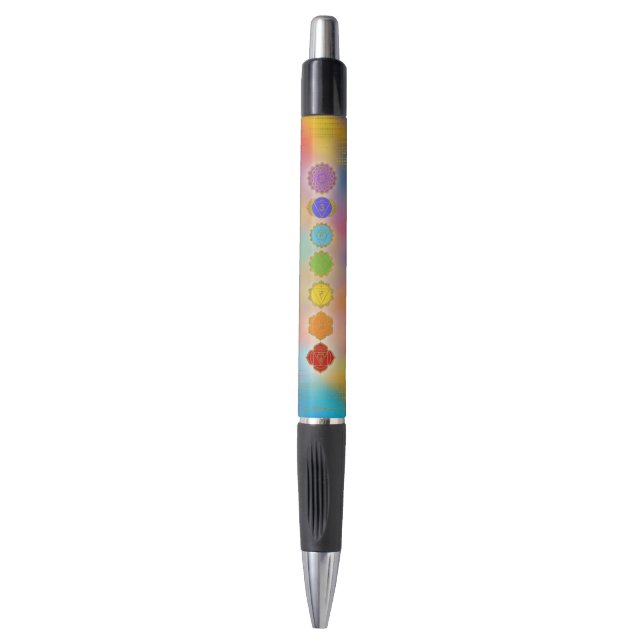 Colourful Golden Chakras composition Pen (Front Vertical)