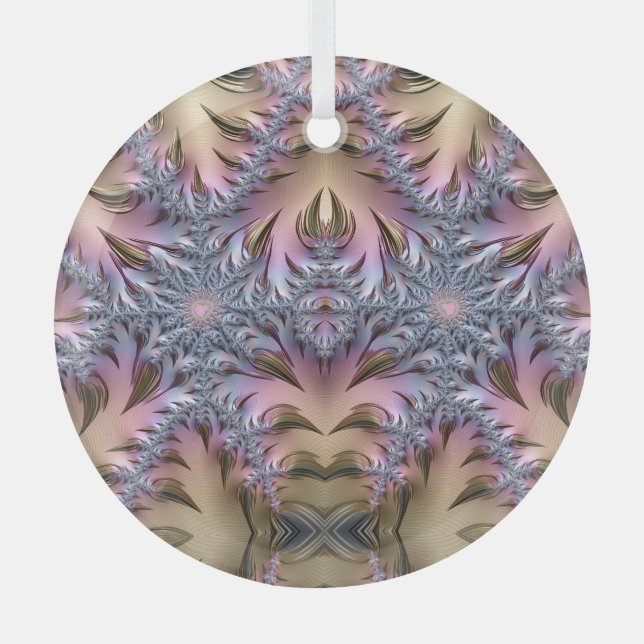 Colourful Golden Ice Sculpture Fractal Abstract Glass Ornament (Front)