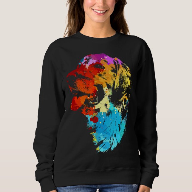 Colourful Golden Retriever Artwork Sweatshirt (Front)