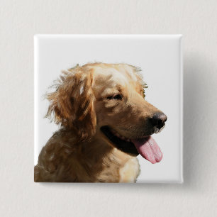 Colourful Golden Retriever Button