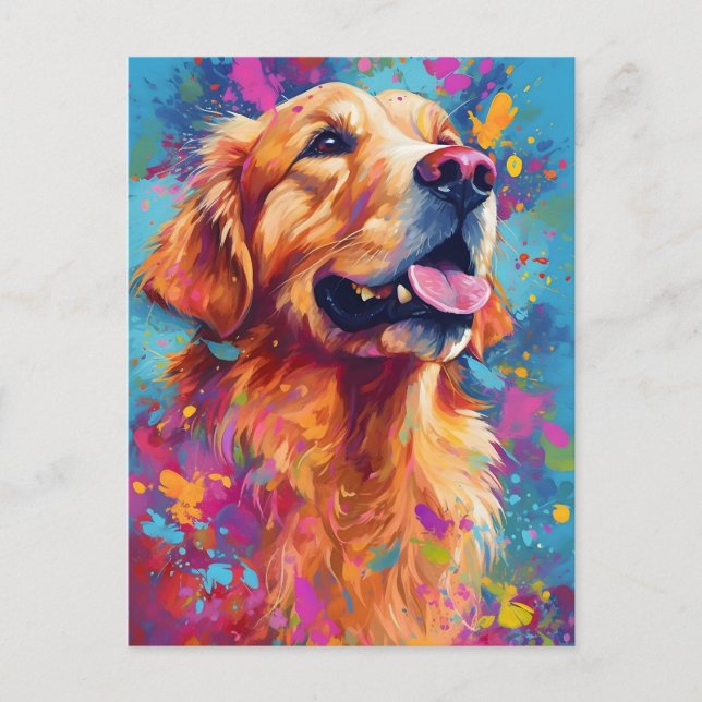 Colourful Golden Retriever Postcard (Front)