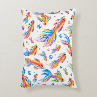 Colourful Goldfish Seamless Pattern – Whimsical Wa Accent Pillow