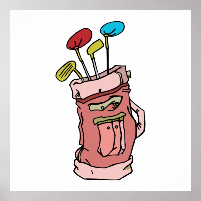 colourful golf bag and clubs graphic poster (Front)