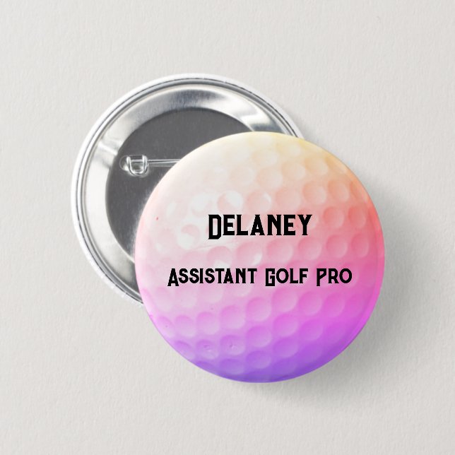 Colourful Golf Ball Dimples Personalized Name Titl 2 Inch Round Button (Front & Back)