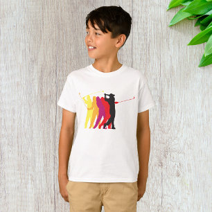Colourful Golf Swing Silhouette Golfer Outline T-Shirt