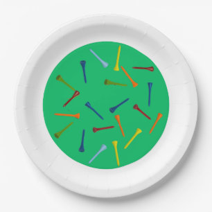 Colourful Golf Tees   Golf Paper Plates