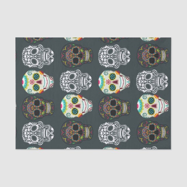  Colourful Gothic Sugar Skull Halloween Party Gift Tissue Paper (Front)