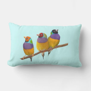 Colourful Gouldian Finches in Pastels Lumbar Pillow