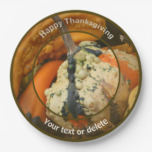 Colourful Gourds Personalized Fall Thanksgiving Paper Plate