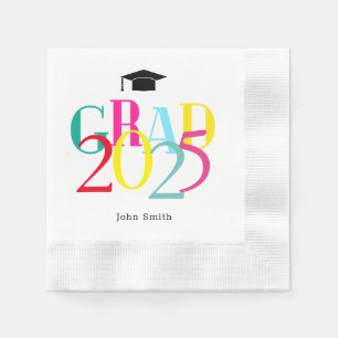 Colourful GRAD 2024 Graduation Party Custom  Napkin