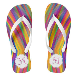Colourful Gradient Abstract Monogram Flip Flops