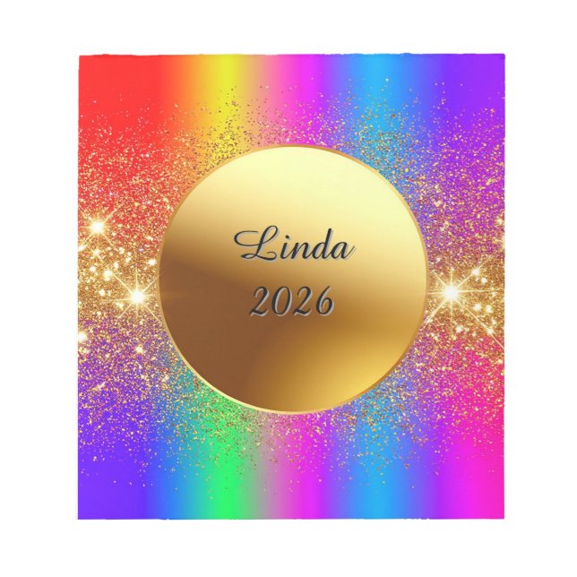 Colourful Gradient Background with Golden Circle Notepad (Front)