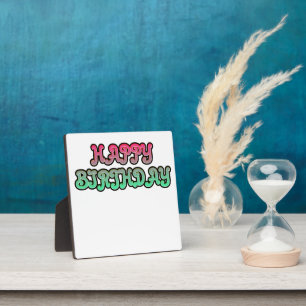Colourful Gradient Happy Birthday Typography Plaque