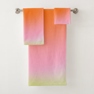 Colourful Gradient Lime Green Pink Orange Bath Towel Set