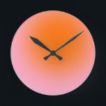 Colourful Gradient Lime Green Pink Orange Round Clock<br><div class="desc">Gradient Design - Aura Effect - Lime Green,  Pink and Orange Ombre.</div>