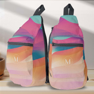 colourful gradient modern monogram travel sling bag