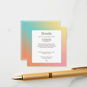 Colourful Gradient Retro Elegant Wedding  Enclosure Card