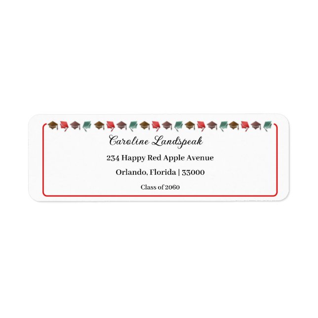 Colourful Graduate Caps Class of 2025 Address (Front)